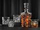 5-piece Diamond Cut Whiskey Decanter & Whiskey Glasses Set Ashcroft With Stopper