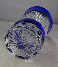 5 Vintage Blue Cut to Clear Highball Barware Crystal Tumblers