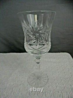 7pc Bohemian Czech Crystal Deep Cut Pinwheel Decanter & Stemmed Wine Glass Set