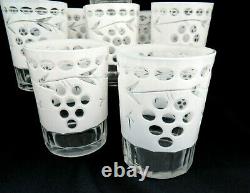 8 Bohemian Czech Crystal & White Cased Cut to Clear Double Old Fashioned Glasses