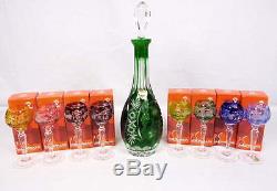 8 Nachtmann Traube Cut-To-Clear Cordials withBoxes + Neubert Crystal Decanter