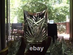 (9) Tumblers 4 tall American Brilliant Period Cut glass Crystal Ray Flash Star