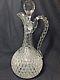 Abcg Hawkes American Brilliant Cut Glass Hobnail Pattern Handled Decanter And St