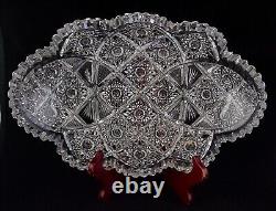 ABP 11 1/2 American Brilliant Period Cut Glass Tray Cluster Type Pattern