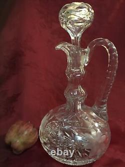 ABP American Brilliant Cut Crystal Whiskey Decanter 12 Flowers Fern Leaves