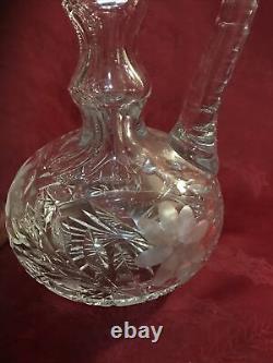 ABP American Brilliant Cut Crystal Whiskey Decanter 12 Flowers Fern Leaves