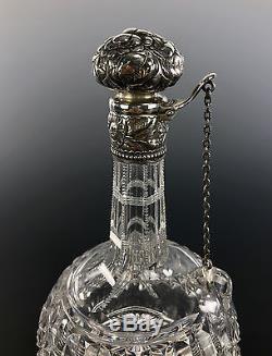 ABP American Brilliant Cut Glass Decanter GORHAM Sterling Silver Mounts