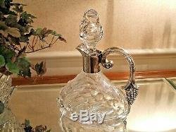 ABP American Brilliant Cut Glass Decanter with Sterling Silver Grape Motif