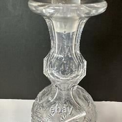 ABP American Brilliant Period Cut Glass Bell Shaped Decanter Daisy Button