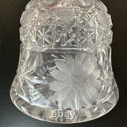 ABP American Brilliant Period Cut Glass Bell Shaped Decanter Daisy Button