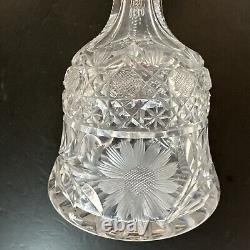 ABP American Brilliant Period Cut Glass Bell Shaped Decanter Daisy Button