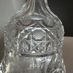 ABP American Brilliant Period Cut Glass Bell Shaped Decanter Daisy Button