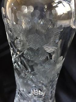 ABP American Brilliant Period Cut Glass Whiskey Jug Decanter Intaglio Pattern