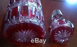 Abp Baccarat Ruby Rose Cut To Clear Perfume Bottle Decanter 7.5 Large Antique