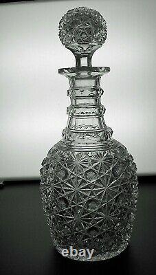 ABP CUT GLASS CRYSTAL DECANTER WithA PATTERN CUT STOPPER IN RUSSIAN PATTERN