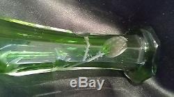 Abp Moser Intaglio Green Cut To Clear Decanter Signed Rare Antique