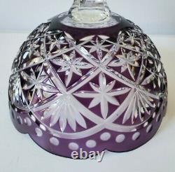 AJKA Amethyst purple CRYSTAL CUT TO CLEAR BOWL COMPOTE CENTERPIECE MINT
