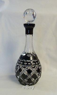 AJKA Black Onyx Cut to Clear Crystal Decanter & Stopper