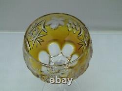 AJKA Cut-To-Clear Crystal MARSALA 8 1/4 Hock Wine Glasses / Set of 6 Amber Gold