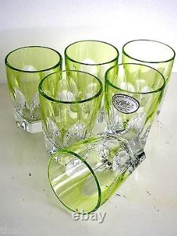 AJKA LAUSANNE LIME CASED CUT TO CLEAR CRYSTAL SHOT CORDIALS Set of 6