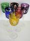 Ajka Magda's Pride Multi Color Cased Cut Crystal 9 3/4 Wine Goblets Set Of 6