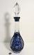 Ajka Marsala Crystal Cobalt Blue Cut To Clear Big 16 Decanter Bottle Hungary Xc