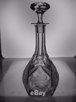 AMERICAN BRILLIANT CUT GLASS CRYSTAL ANTIQUE RARE TUTHILL DECANTER 1900S ABP