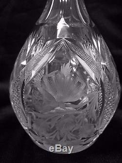 AMERICAN BRILLIANT CUT GLASS CRYSTAL ANTIQUE RARE TUTHILL DECANTER 1900S ABP
