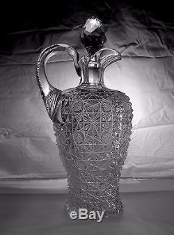 American Brilliant Cut Glass Rare Form Hawkes Russian Fancy Decanter Antique