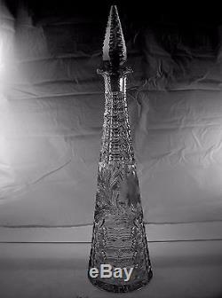 American Brilliant Cut Glass Steeple Shaped Decanter Lillian By William Anderson
