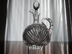 AMERICAN BRILLIANT cut glass decanter with4 tumblers SIGNED HAWKES Albion patt