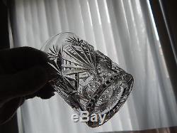 AMERICAN BRILLIANT cut glass decanter with4 tumblers SIGNED HAWKES Albion patt