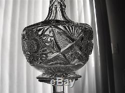 AMERICAN BRILLIANT cut glass footed WHISKEY DECANTER. Meriden. BEAUTIFUL