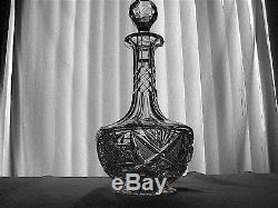 AMERICAN BRILLIANT cut glass footed WHISKEY DECANTER. Meriden. BEAUTIFUL