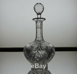 AMERICAN BRILLIANT cut glass footed decanter& goblet documented PAIRPOINT
