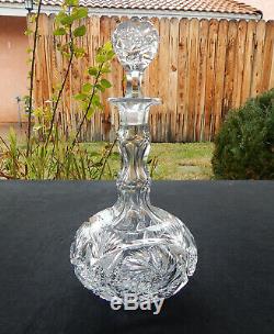 AMERICAN BRILLIANT cut glass whiskey decanter REGENT pattern Empire cut glass