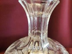 ANTIQUE BRILLIANT CUT GLASS CRYSTAL CARAFE and GLASS PALM, LEAF c1900 LIBBEY