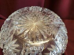 ANTIQUE BRILLIANT CUT GLASS CRYSTAL CARAFE and GLASS PALM, LEAF c1900 LIBBEY