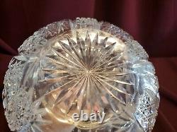 ANTIQUE BRILLIANT CUT GLASS CRYSTAL CARAFE and GLASS PALM, LEAF c1900 LIBBEY