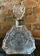 Antique Cut Crystal Etched Faceted Decanter Sterling Silver Germany Art Deco