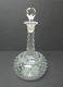 Antique Diamond Cut & Engraved Crystal Decanter W / Stopper