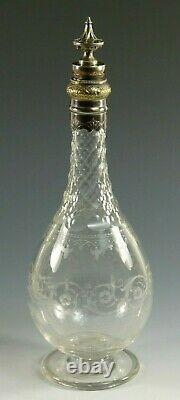 ANTIQUE Decanter Aesthetic Period Ornately Cut Decanter & S/ Plate Stopper
