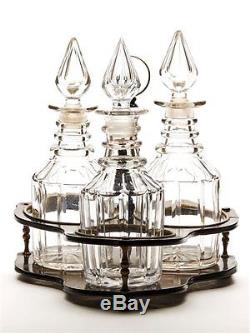 ANTIQUE GEORGIAN TRIPLE DECANTER SET c. 1790-1830