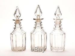 ANTIQUE GEORGIAN TRIPLE DECANTER SET c. 1790-1830