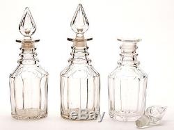 ANTIQUE GEORGIAN TRIPLE DECANTER SET c. 1790-1830