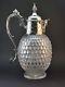 Antique Ornate 19thc Victorian Silver Plated & Cut Glass Claret Jug Decanter