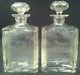 Antique Pair Of English 1820's Cut Glass Detaches 0 Decanters With Foxes