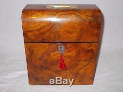 Antique Victorian Boxed Cased Burr Walnut Campaign Tantalus Cut Glass Decanters