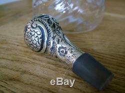 Antique Victorian Silver Topped Wrythen Glass Decanter Bottle Hm1900 Art Nouveau