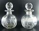 Art Deco Baccarat Decanter Pair Cut Crystal Sterling Silver Collared Signed 1930
